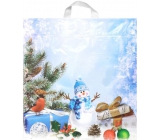 Igelitová taška 43,5 x 46 cm Snehuliak, vtáčik, darček