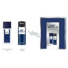 David Beckham Classic Blue parfumovaný deodorant sklo 75 ml + dezodorant sprej 150 ml kozmetická sada pre mužov