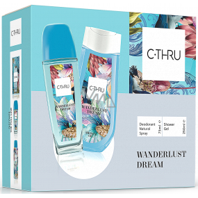 C-Thru Wanderlust parfumovaný dezodorant sklo pre ženy 75 ml + sprchový gél 250 ml, darčeková sada