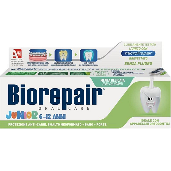 Biorepair Junior Zubná pasta s mentolovou príchuťou pre deti 6-12 rokov 75 ml