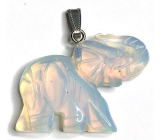 Opalit Slon prívesok syntetický kameň ručne brúsená figúrka 3,5 cm, kameň želaní a nádeje