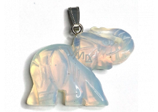 Opalit Slon prívesok syntetický kameň ručne brúsená figúrka 3,5 cm, kameň želaní a nádeje
