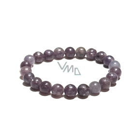 Lepidolit svetlofialový náramok elastický prírodný kameň, guľôčka 8 mm / 16-17 cm, amulet športovcov