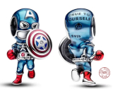 Prívesok Striebro 925 Marvel The Avengers Captain America, náramok korálek, film