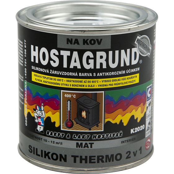 Hostagrund K2020 Silikon Thermo 2v1 farba na kov do 400 °C, čierna, 350 g