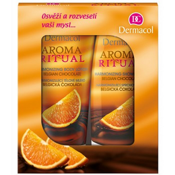 Dermacol Aroma Ritual Belgická čokoláda a pomaranč sprchový gél 250 ml + telové mlieko 200 ml, kozmetická sada