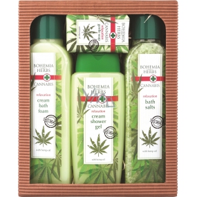 Bohemia Gifts Cannabis Konopný olej sprchový gél 300 ml + soľ do kúpeľa 600 g + pena do kúpeľa 500 ml + mydlo 100 g, kozmetická sada