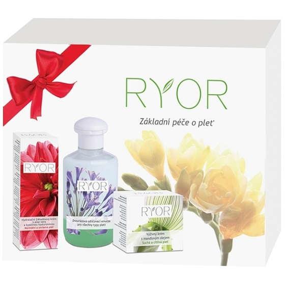 Ryor Mandľový olej výživný krém 50 ml + 24 hodinový hydratačný krém 50 ml + dvojfázová odličovacia emulzia 150 ml, kozmetická sada