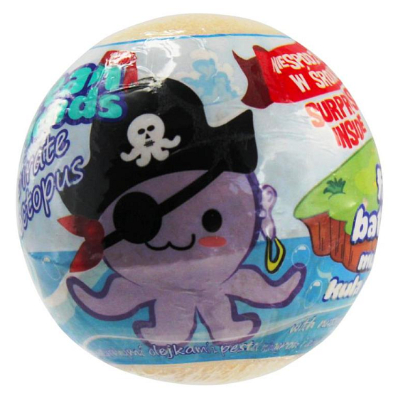 Ocean Friends Fizzing Bath Bomb Piráti šumivé gule do kúpeľa s figúrkou 140 g