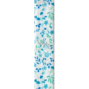 Nekupto Darčekový baliaci papier 70 x 150 cm Modro-zelený kvety