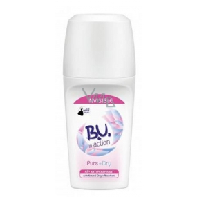 BU In Action Pure + Dry Invisible 48h guličkový antiperspirant dezodorant roll-on pre ženy 50 ml