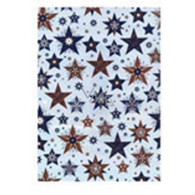 Ditipo Darčekový baliaci papier 70 x 500 cm Vianočný tyrkysový modro-hnedé hviezdy