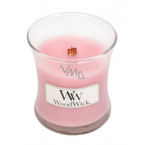 Woodwick Rose - Ruža vonná sviečka s dreveným knôtom a viečkom sklo malá 85 g