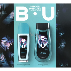 BU Hidden Paradise parfumovaný dezodorant sprej pre ženy 75 ml + sprchový gél 250 ml, kozmetická sada