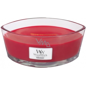 Woodwick Pomegranate - Granátové jablko vonná sviečka s dreveným širokým knôtom a viečkom sklo loď 453 g