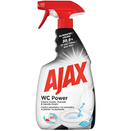 Ajax WC Power Univerzálny čistiaci prostriedok, na čistenie vnútra aj vonkajška toalety, inovatívna 360 stupňová hlavica, rozprašovač 500 ml
