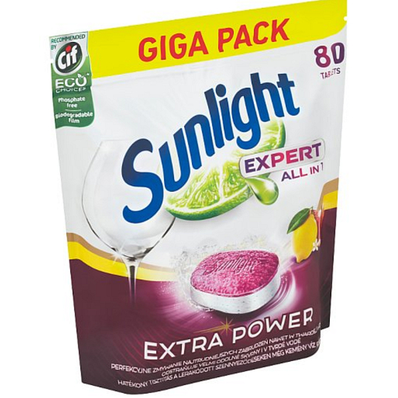 Sunlight AiO Expert Extra Lemon tablety do umývačky 80 tabliet
