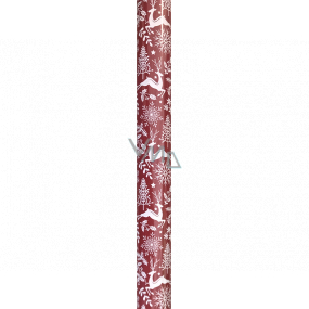 Präsenta Darčekový baliaci papier 70 cm x 5 m Vianočný červený s bielymi jelene, vločkami a stromčeky