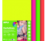 Apli Farebné papiere A4 mix farieb Fluo 170 g 50 listov