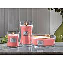 Woodwick Melon & Pink Quartz - Melón a ružový kremeň vonná sviečka s dreveným širokým knôtom a viečkom sklo loď 453 g