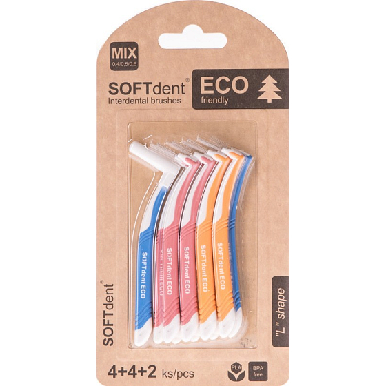 Soft Dent Eco medzizubná kefka zakrivená mix veľkostí 10 kusov