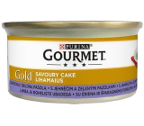 Gourmet Gold Savoury Cake hrubá paštéta s jahňacím mäsom a zelenými fazuľkami v konzerve pre dospelé mačky 85 g