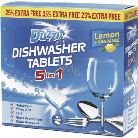 Duzzit Dishwasher Tablets Lemon tablety do umývačky 5v1 15 x 20 g