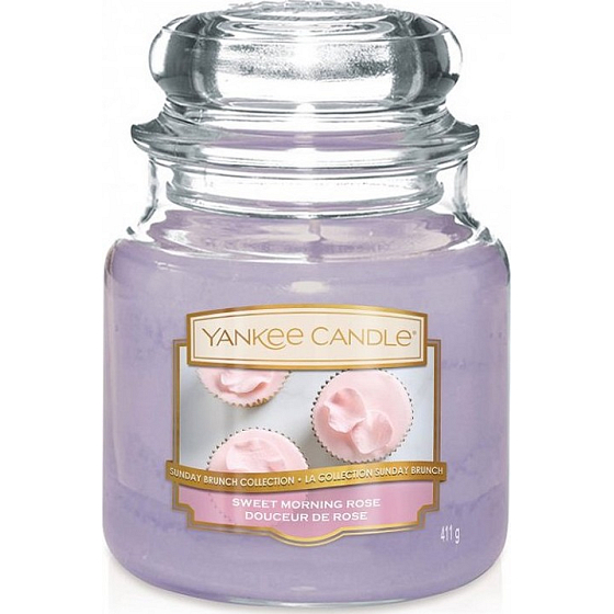 Yankee Candle Sweet Morning Rose - Sladká ranná ruža vonná sviečka Classic strednej sklo 411 g