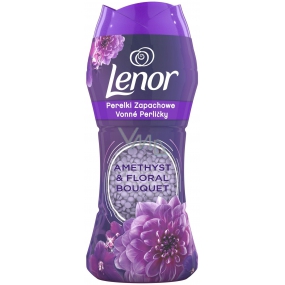 Lenor Amethyst & Floral Bouquet vôňa pivoniek a divých ruží vonné perličky do bubna práčky 210 g