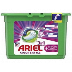 Ariel 3v1 Color & Style Complete Fiber Protection gélové kapsule na pranie farebnej bielizne 13 kusov 353,6 g