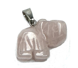 Ružový prívesok Slon prírodný kameň, ručne brúsená figúrka 1,8 x 2,5 x 8 mm, kameň lásky