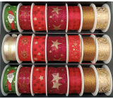 Nekupto Látková vianočná stuha Zlaté nite 25 mm x 2,5 m