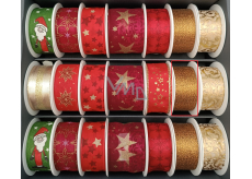 Nekupto Látková vianočná stuha Zlaté nite 25 mm x 2,5 m
