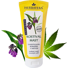 Herbavera kostivalová masť s konope a mätou, 200 ml