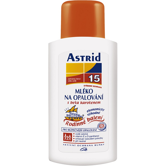 Astrid OF15 Beta-karotén mlieko na opaľovanie 400 ml rodinné balenie
