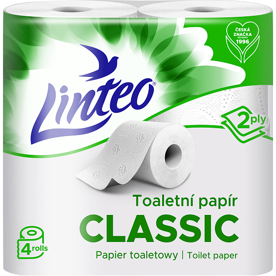 Linteo Classic 2vrstvový toaletný papier, 4 role, 15 m role
