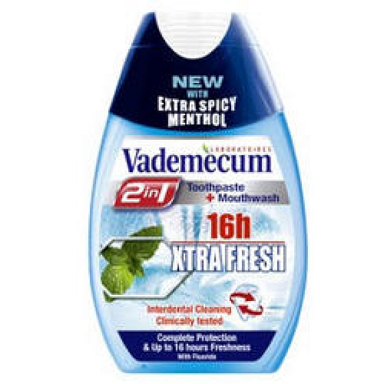 Vademecum Xtra Fresh z2v1 16h zubná pasta a ústna voda v jednom 75 ml