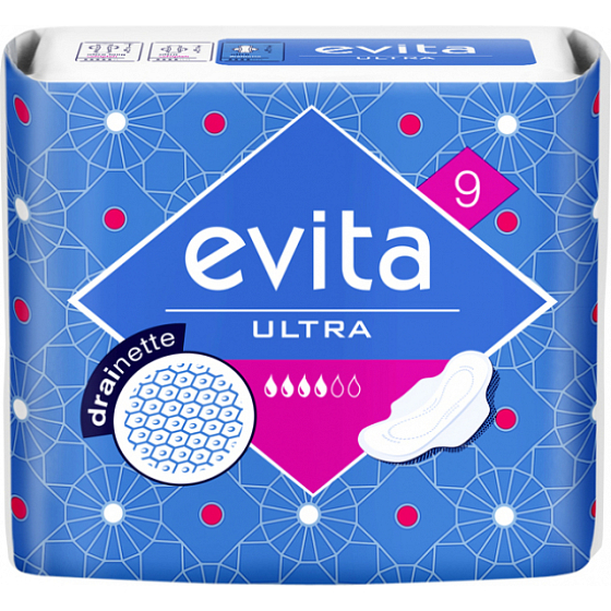 Evita Ultra Drainette hygienické vložky s krídelkami 9 kusov