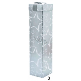 Anjel Darčeková krabička skladacia s mašľou na fľašu vianočné strieborná bielej hviezdy 34 x 8 x 8 cm