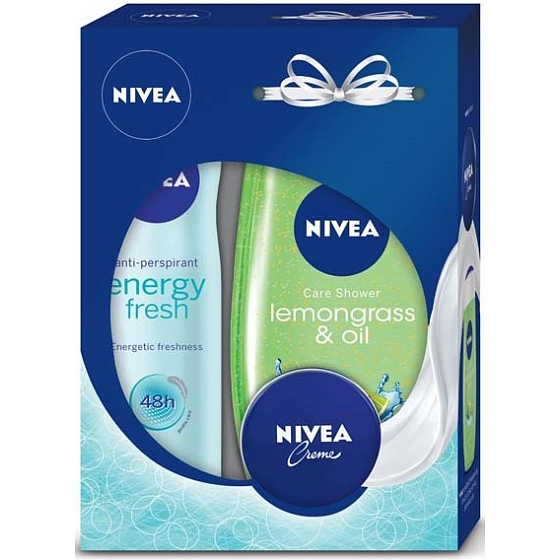 Nivea Lemongrass & Oil sprchový gél 250 ml + Energy Fresh antiperspirant sprej 150 ml + krém 30 ml, kozmetická sada
