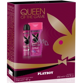 Playboy Queen of The Game dezodorant sprej pre ženy 150 ml + sprchový gél 250 ml, kozmetická sada