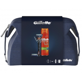 Gillette ProGlide holiaci strojček + náhradné hlavice 2 kusy + Fusion5 Ultra Sensitive hydratačný gél na holenie 200 ml + etue, kozmetická sada pre mužov