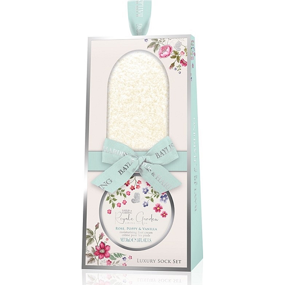 Baylis & Harding Kráľovská záhrada krém na nohy 50 ml + supermäkké ponožky 1 pár, kozmetická sada