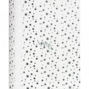 Zowie Darčekový baliaci papier 70 x 150 cm Vianočný Luxusné White Christmas biely - strieborné hviezdičky