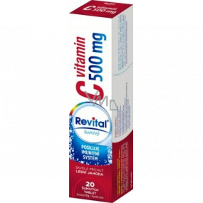 Revital Vitamín C Lesná jahoda doplnok stravy pre normálnu funkciu imunitného systému 500 mg 20 šumivých tabliet