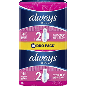 Always Ultra Super hygienické vložky s krídelkami 16 kusov