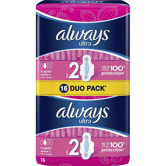 Always Ultra Super hygienické vložky s krídelkami 16 kusov