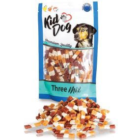 KidDog Tri zmesi kuracie a kačacie mäso s treskou Kuracie a kačacie mäso s treskou, mäkká mäsová pochúťka pre psy 80 g