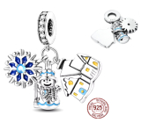 Charm Striebro 925 Vianočný 3v1 Domček, hviezda, snehuliak, prívesok na náramok zima
