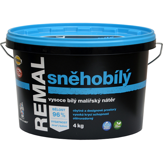 REMAL Snehobiely vysoce biela farba na zeď, 4 kg